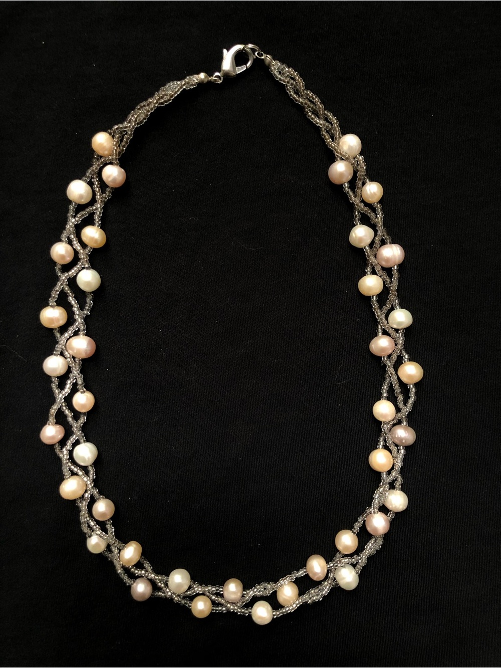 Multistrand Freshwater Pearl Necklace in Pastel Shades